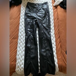 Split Hem Pleather Pants